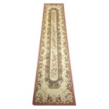 AUBUSSON SAVONNERIE DESIGN NEEDLEPOINT RUNNER, 291cm x 65cm.