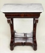 CONSOLE TABLE, 19th century French Louis Philippe flame mahogany, with frieze drawer, mirror back