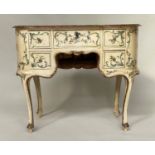 FLORENTINE WRITING TABLE, early 20th century polychrome painted with five drawers and knee hole,