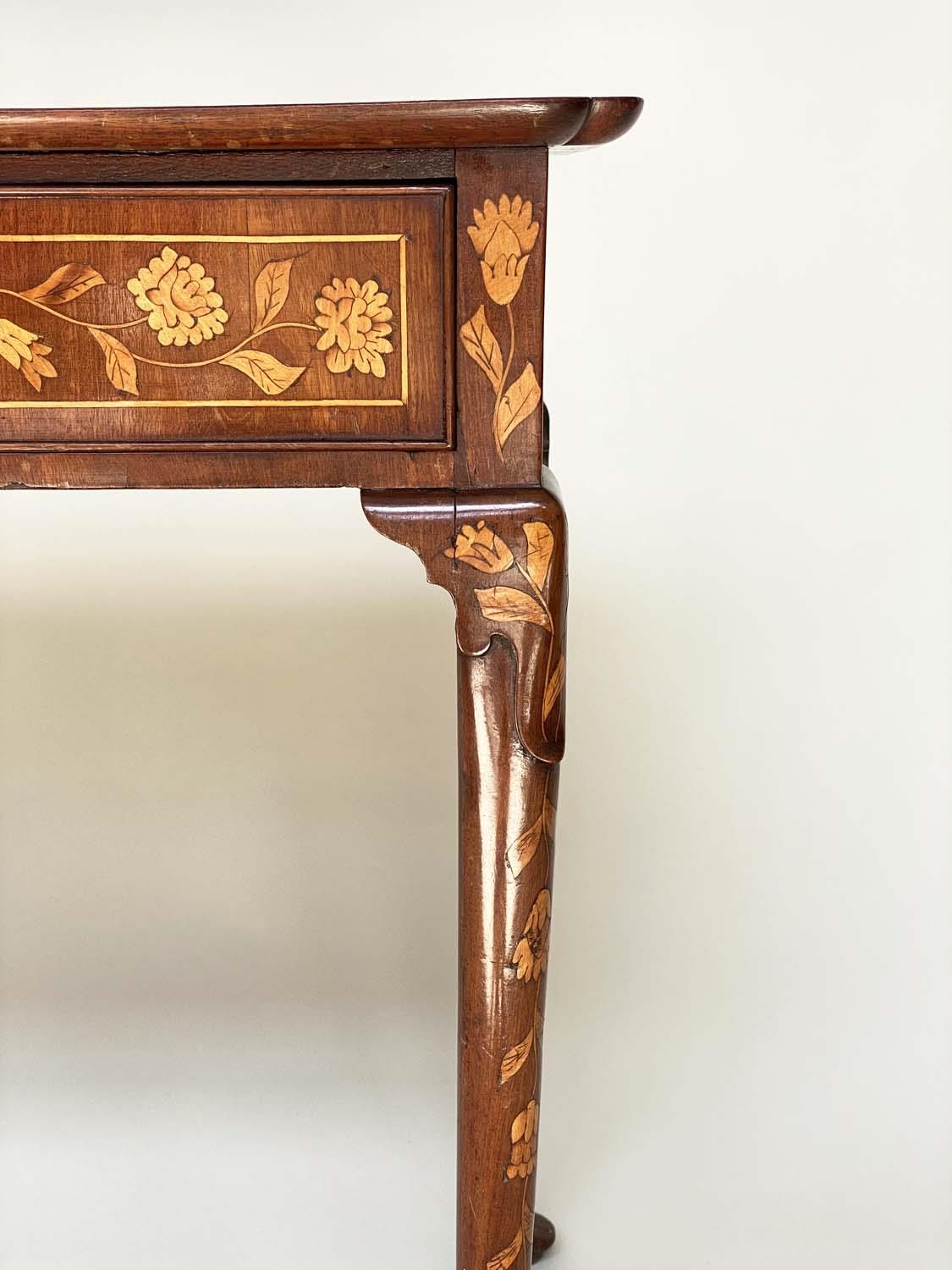 DUTCH SIDE TABLE, 19th century mahogany and satinwood foliate marquetry, rectangular lipped with - Image 7 of 7