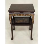 LAMP TABLE, late 19th/early 20th century Chinese lacquered and gilt decorated with two tiers. 70cm H