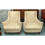 PAIR OF ANDREW MARTIN ARMCHAIRS, each 86cm W x 86cm H, squiggle fabric. (2)