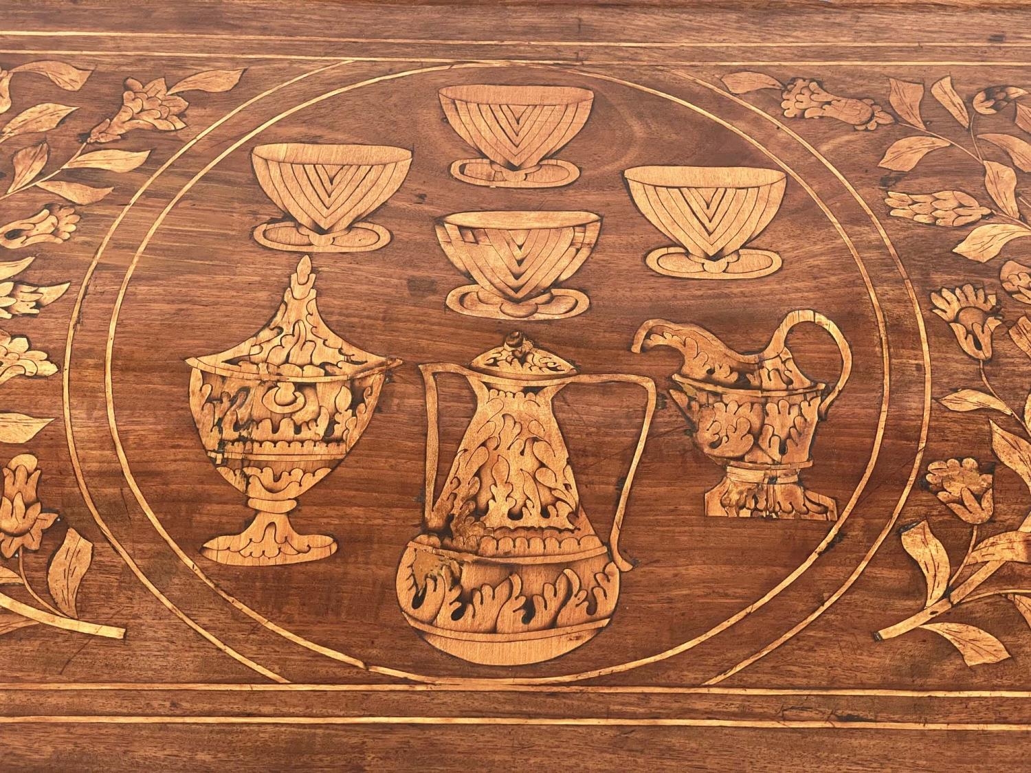 DUTCH SIDE TABLE, 19th century mahogany and satinwood foliate marquetry, rectangular lipped with - Image 5 of 7