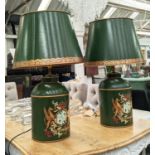 TOLEWARE STYLE TABLE LAMPS, a pair, with shades, 71cm H. (2)