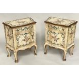 FLORENTINE COMMODES, a pair, early 20th century polychrome painted each serpentine with drawer and