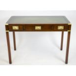 CAMPAIGN STYLE WRITING TABLE BY KENNEDY, 101cm x 73cm W x 52cm D, mahogany and brass mounted with