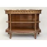 CONSOLE SERVING TABLE, 19th century French carved giltwood and rosewood wood grained with breche