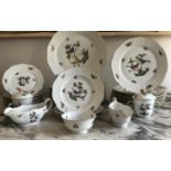 HEREND DINNER SERVICE, Hungarian hand painted porcelain, 'Rothschild Bird' pattern part dinner