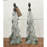 TABLE LAMPS, a pair, each overall 51cm H, glass of twist form. (2) Aspreys sold similar