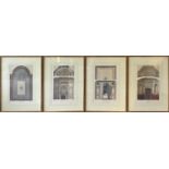 FRENCH ARCHITECTURAL LITHOGRAPHS, a set of four, 53cm x 40cm. (4)