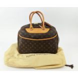 LOUIS VUITTON TROUVILLE TRAVEL TOTE BAG, monogram canvas with two top handles, name tag and