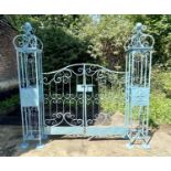 GARDEN GATE, 168cm x 166cm x 23cm, turquoise painted metal.