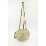 VINTAGE CHANEL BAG, interwoven leather chain, iconic CC logo at the front, top zip closure with
