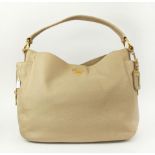 PRADA SHOULDER BAG, in grained leather with fabric lining, magnetic fastener and side zippered