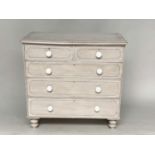 CHEST, Victorian grey painted and lined with two short above three long drawers, 98cm x 46cm x