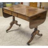 SOFA TABLE, 71cm H x 93cm x 63cm D, 150cm open, Regency mahogany and banded with two drawers and