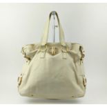 YVES SAINT LAURENT RIVE GAUCHE BAG, off white leather with fabric lining, front flap closure with