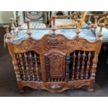 A FRENCH WALNUT PANETIERE, probably 19th century carved frieze spindle gallery front and sides,