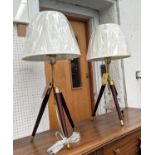 LAUREN RALPH LAUREN HOME TABLE LAMPS, a pair, adjustable stands, cream shades, 76cm H. (2)