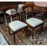 DINING CHAIRS, bar back form, a set of six, early 19th century, circa 1840, mahogany, cream and