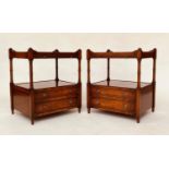 LAMP TABLES, 59cm H x 50cm W x 40cm D, a pair, George III design figured mahogany each with two