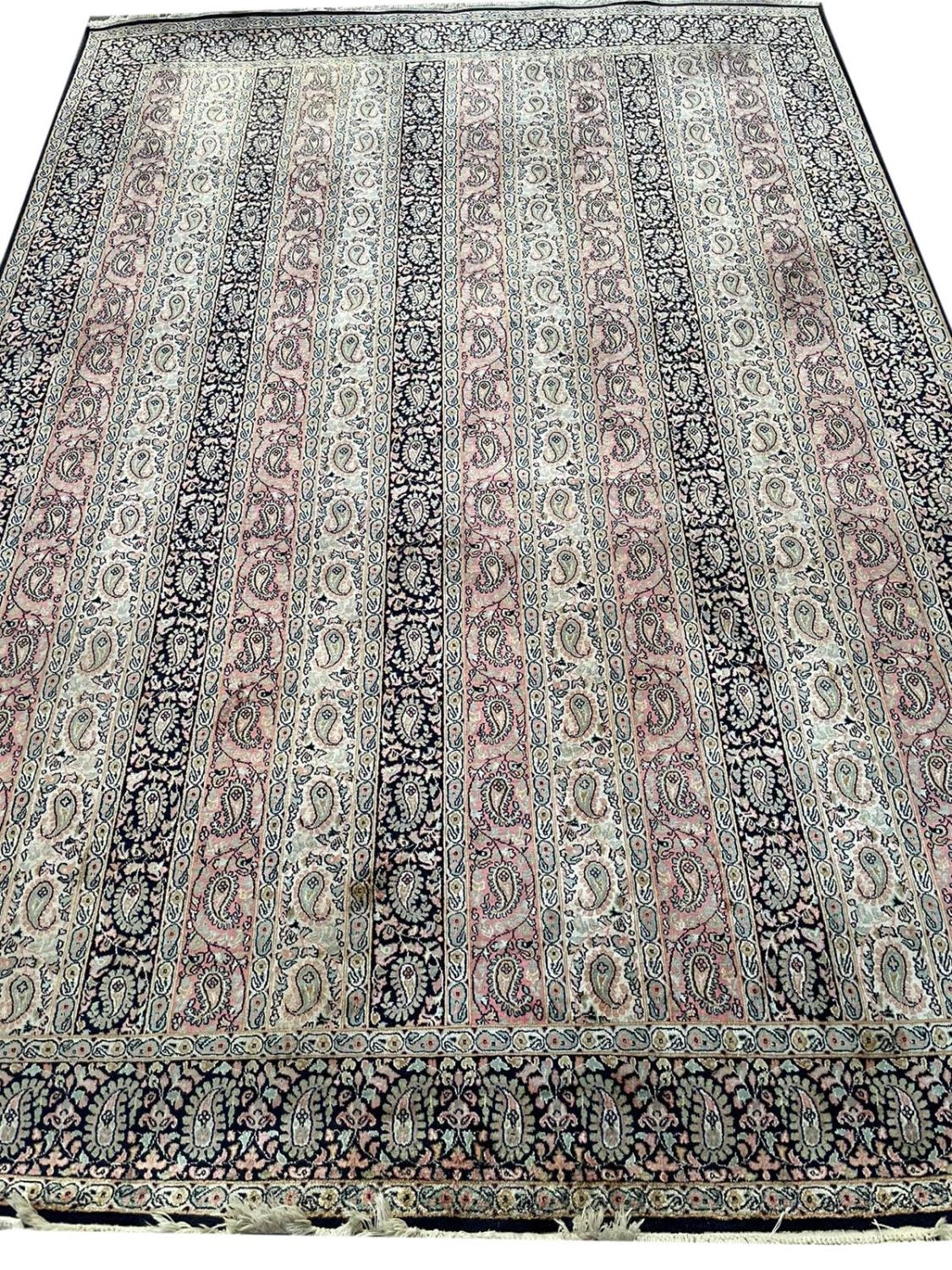 FINE PURE SILK QUM DESIGN CARPET, 310cm x 215cm.