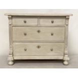 COMMODE, 19th century French traditionally grey painted with two short above two long drawers, 103cm
