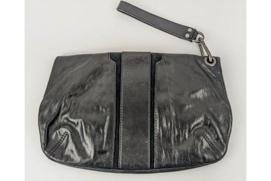 JIMMY CHOO MAVE FOLDOVER CLUTCH, black leather with suede lining, two frontal zip closures, - Image 3 of 8