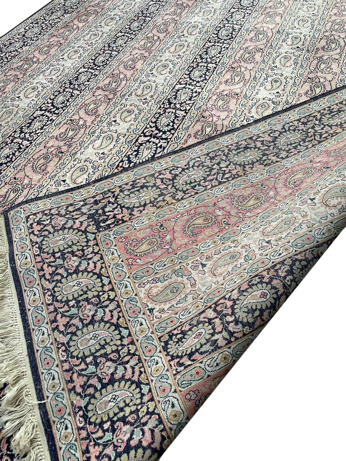 FINE PURE SILK QUM DESIGN CARPET, 310cm x 215cm. - Image 3 of 4