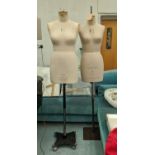 KENETT & LINDSELL LTD MANNEQUINS, a set of two, one size 12, one size 14, differing stands, 179cm