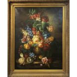 MANNER OF PAUL THEODOR VAN BRUSSEL, 'Still Life with Flowers on a Stone Ledge', oil on canvas, 120cm