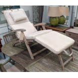 NEPTUNE STEAMER LOUNGE CHAIRS, a pair, 140cm x 57cm x 81cm, with seat cushions. (2)
