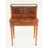 BONHOUR DE JOUR, early 20th century French kingwood and marquetry with faux book cupboards fold