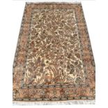 VERY FINE PURE SILK HEREKE DESIGN RUG, 123cm x 80cm.