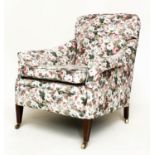 ARMCHAIR, Edwardian country house style mahogany with Sanderson fabric upholstery, 77cm x 86cm x
