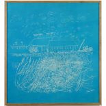 JOHN PIPER, Snape Maltings silkscreen, signed in the plate, turquoise, 88cm x 79cm. (Subject to