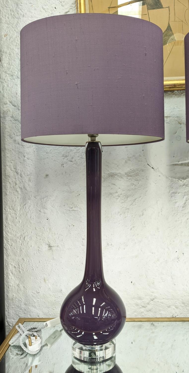 PORTA ROMANA GOURD TABLE LAMPS, a pair, with Porta Romana shades, 84cm H. (2) - Image 2 of 5