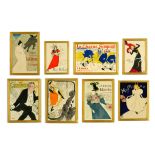 HENRI DE TOULOUSE LAUTREC, a set of eight off set lithographs, various sizes from 28cm x 20cm to