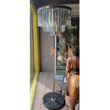 TIMOTHY OULTON ODEON FLOOR LAMP, 160cm, prismatic crystal drops on a metal column and marble base.