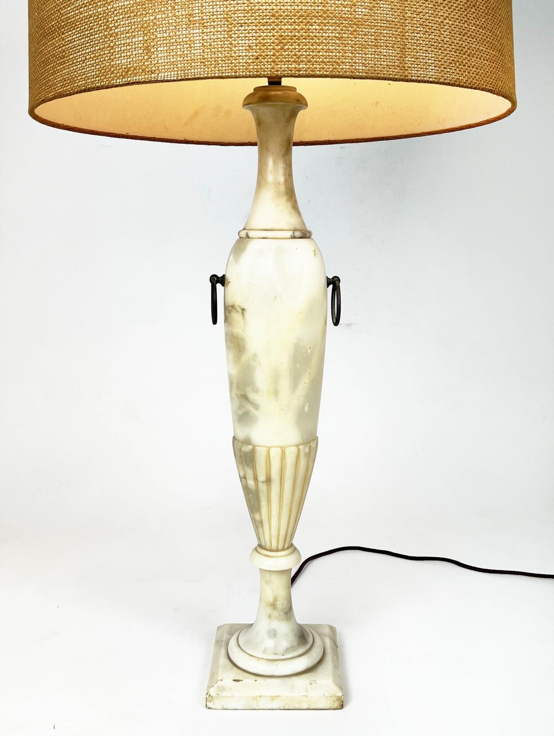 TABLE LAMP, Italian Grand Tour style, hand carved Alabaster, early/mid 20th century, with shade, - Image 4 of 5