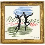 AFTER PABLO PICASSO, The Dance on silk, signed in the plate, 60cm x 64cm. (Subject to ARR - see