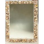 SHELL WALL MIRROR, rectangular with shell encrusted frame, 95cm x 65cm.