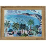 RAOUL DUFY, View of Nice, offset lithograph, signed in the plate, vintage French frame, 44.5cm x