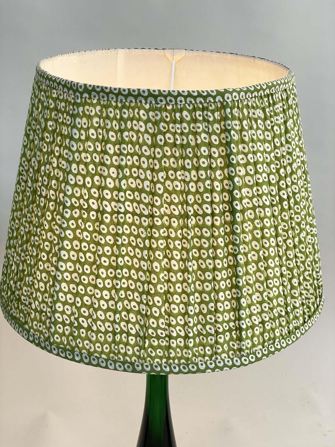 TABLE LAMPS BY POOKY LIGHTING, a pair, green 'glass' of slim waisted form with green printed lamp - Image 6 of 7