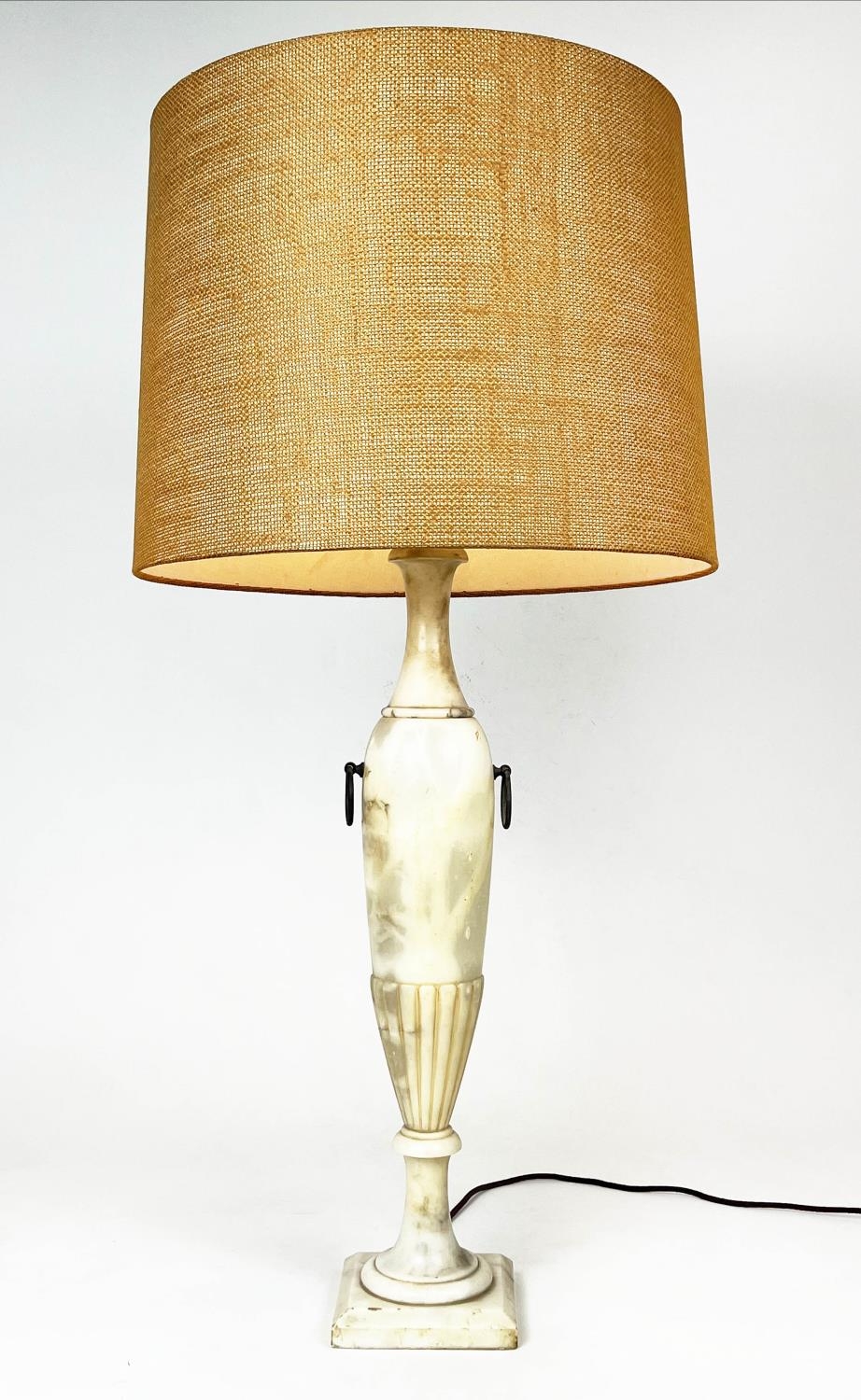 TABLE LAMP, Italian Grand Tour style, hand carved Alabaster, early/mid 20th century, with shade,