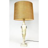 TABLE LAMP, Italian Grand Tour style, hand carved Alabaster, early/mid 20th century, with shade,