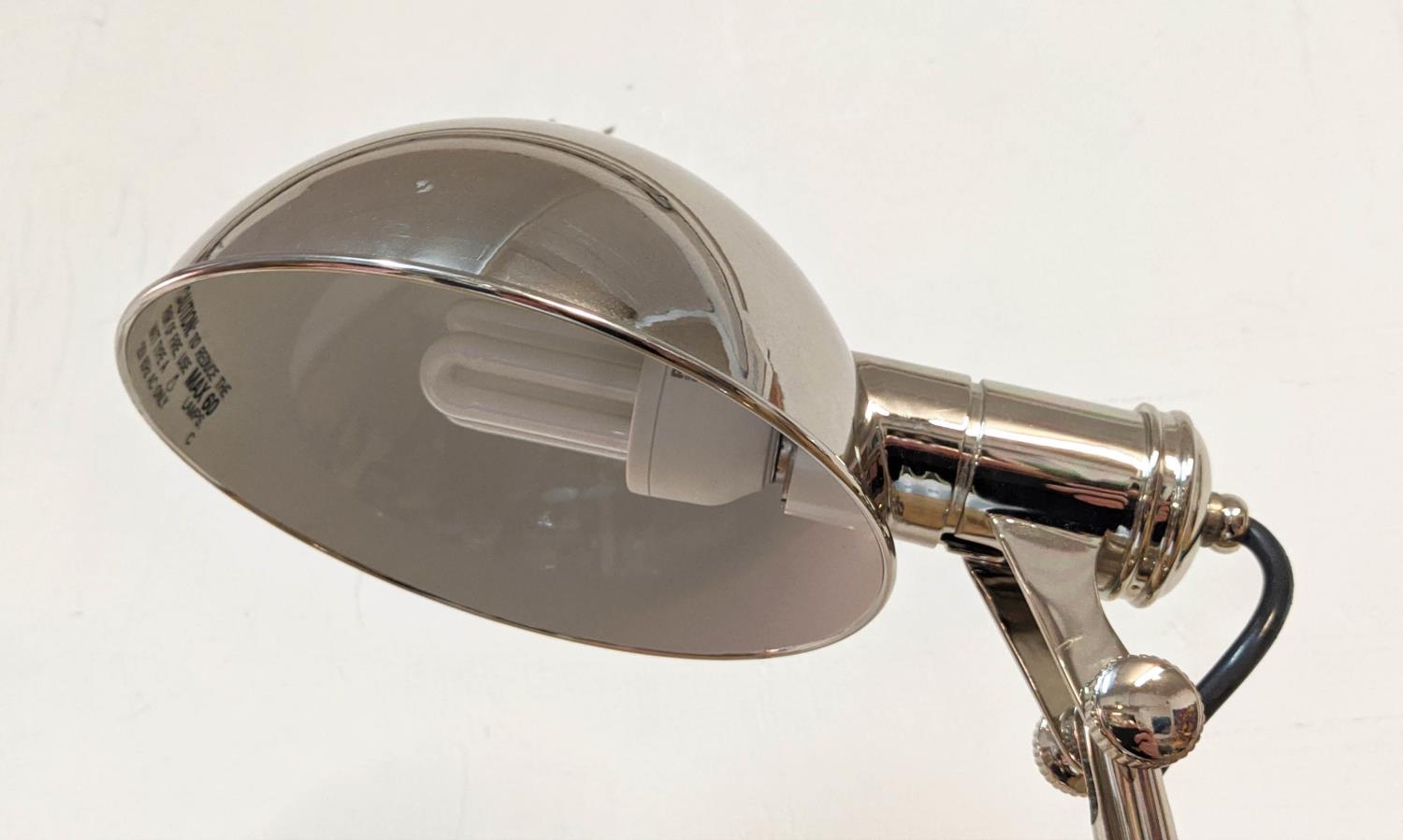 DESK LAMP, 58cm H, polished metal, articulating, Art Deco style. - Image 2 of 3