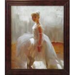 DMITRI KOLUJNI (Ukrainian), 'Ballerina', 61cm x 77cm, oil on canvas, framed.