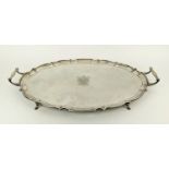 A GEORGE V SILVER SERVING TRAY, Birmingham 1930, makers mark for Barker Brother's Silver, twin-