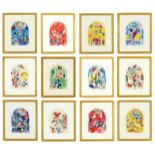 MARC CHAGALL, The Twelve Tribes, a set of twelve lithographs 1962, printed by Mourlot, 36.5cm 31.